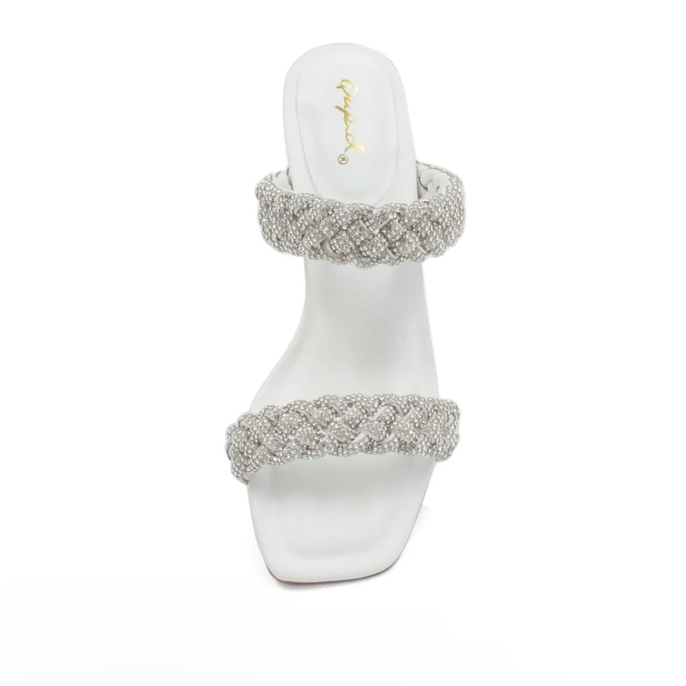 Glamorous White/Clear Rhinestone Heel Sandals - Picture 4 of 6